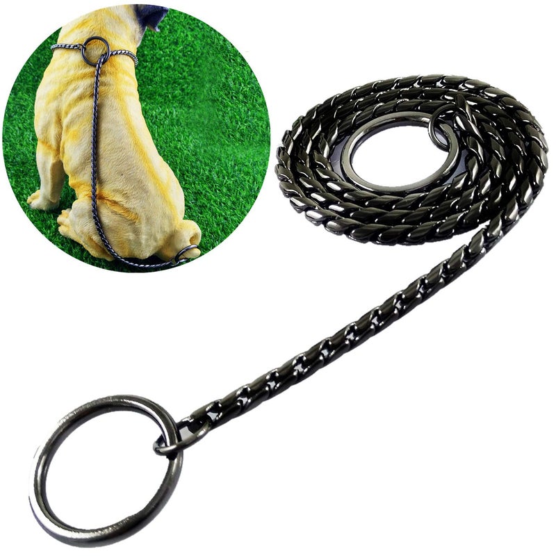 Umysky Dog P Snake Chain Chrome Plated Metal Dog Training Choke/Collar-Fully Guaranteed Against Rust Tarnish or Breakage-Recommended for Professional Training (Black, 4mm * 18") - Image 1